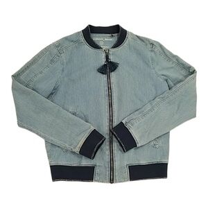 Sandwich Denim Striped Bomber Jacket - UK 34 (small)